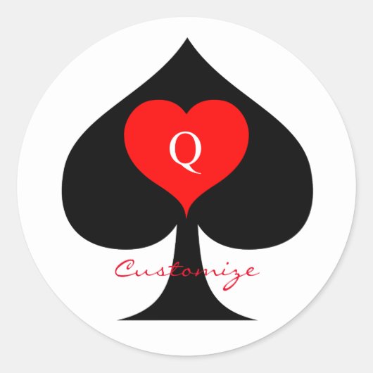 Black Queen of Spades Red Heart Thunder_Cove Runder Aufkleber (Vorderseite)
