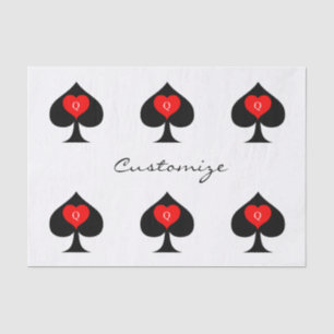 Black Queen of Spades Red Heart Thunder_Cove Seidenpapier