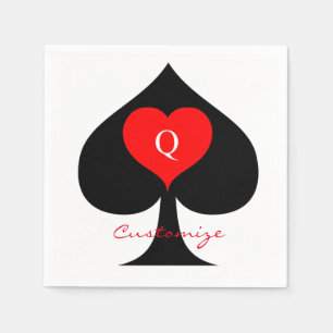 Black Queen of Spades Red Heart Thunder_Cove Serviette