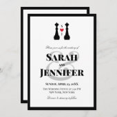 Black Queen Schach Pieces Lesbian Wedding Einladung (Vorne/Hinten)