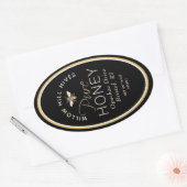 Black Queenline Honigetikett mit Bienen und Honigw Ovaler Aufkleber (Umschlag)