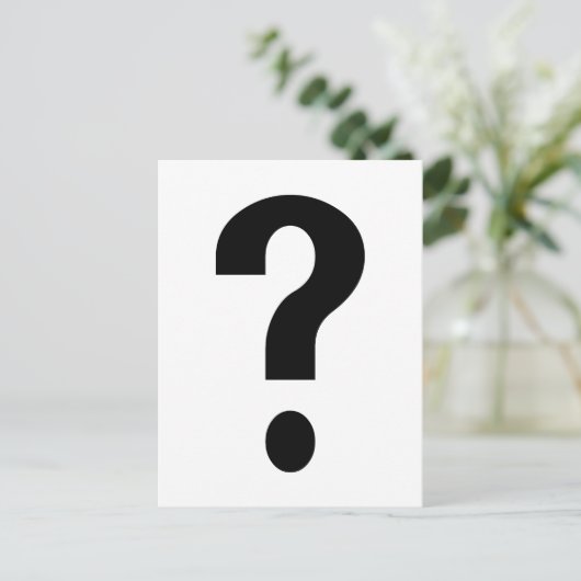 Black Question Mark Postkarte (Stehend Vorderseite)