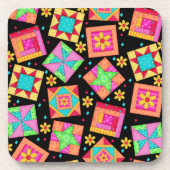 Black Quilt Block Art Cork Untersetzer (Vorderseite)