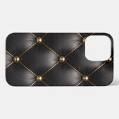 Black Quilted Leather & Gold Studs Phone Case iPhone Hülle (Rückseite (Horizontal))