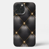 Black Quilted Leather & Gold Studs Phone Case iPhone Hülle (Rückseite)