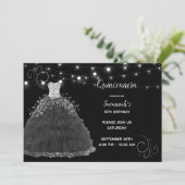 Black Quinceanera Abend Going String Lights Einladung (Stehend Vorderseite)