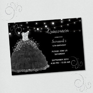 Black Quinceanera Abend Going String Lights Einladung