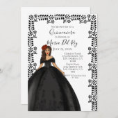 Black Quinceanera Dress Einladung (Vorne/Hinten)