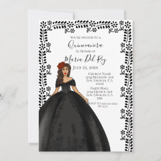 Black Quinceanera Dress Einladung