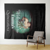 Black Quinceañera Foto Geburtstagsfeier Willkommen Wandteppich (Beispiel (Horizontal))