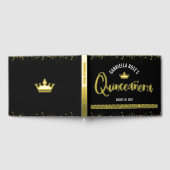 Black Quinceañera Kronskript Bold Real Gold Foil Gästebuch (Voll)