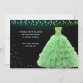 Black Quinceanera Princess Lime Green Goights Ligh Einladung (Rückseite)