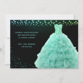 Black Quinceanera Princess Mint Green Gown Lights Einladung (Rückseite)