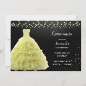 Black Quinceanera Princess Yellow Googles Licht Einladung (Vorderseite)