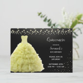 Black Quinceanera Princess Yellow Googles Licht Einladung (Stehend Vorderseite)