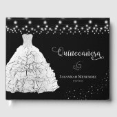 Black Quinceanera White Goights Foto Gästebuch (Vorderseite)