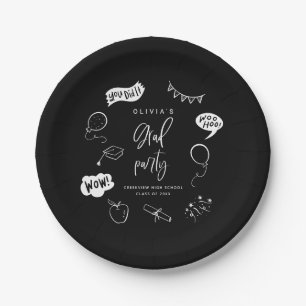 Black Quirky Grad Icons Graduation Party Pappteller