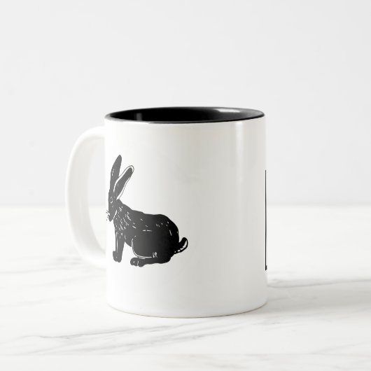 Black Rabbit SAV - quadratische Logo-Tasse Zweifarbige Tasse (Vorderseite Links)