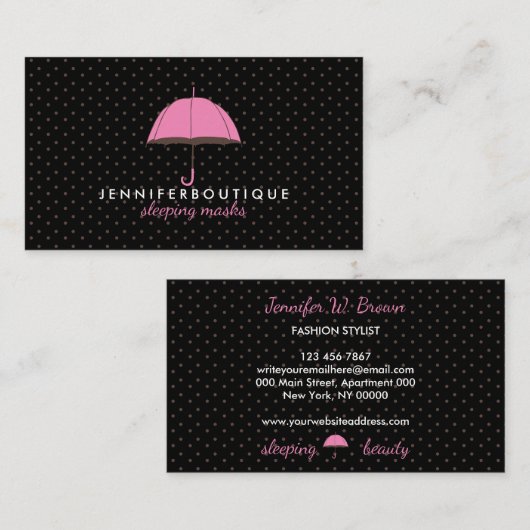 Black Rain Winter Polka Dots Umbrella Visitenkarte (Vorne/Hinten)