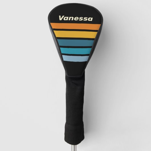 Black Rainbow Across Striping with Name Golf Headcover (Vorderseite)