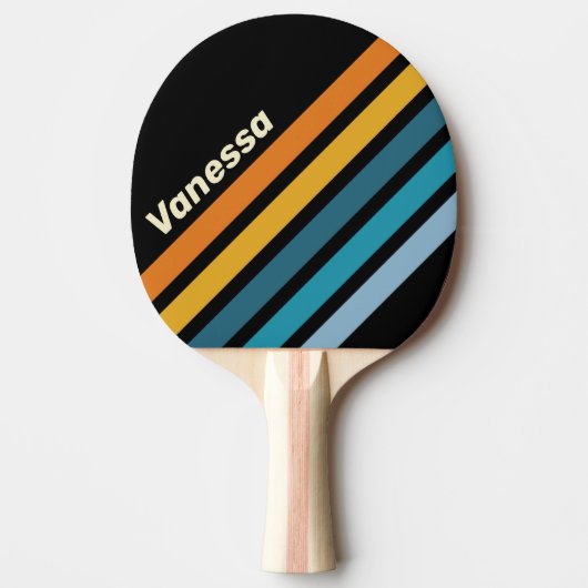 Black Rainbow Angled Striping with Name Tischtennis Schläger (Vorderseite)