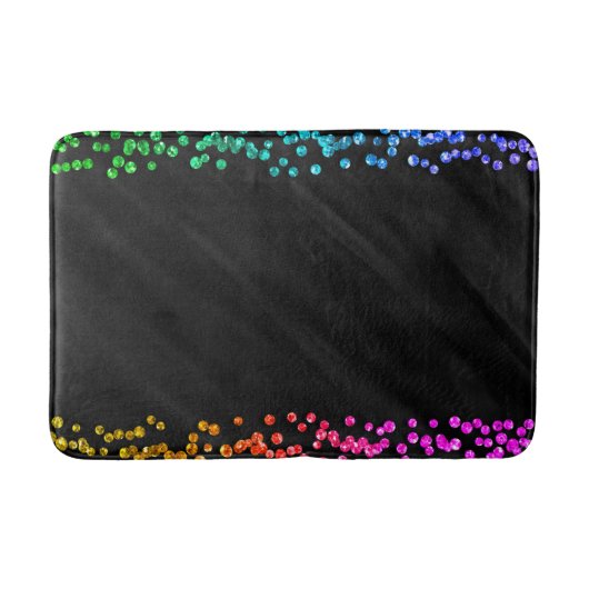 Black Rainbow Confetti Dots Badematte (Vorderseite)