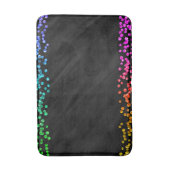 Black Rainbow Confetti Dots Badematte (Vorderseite Vertikal)