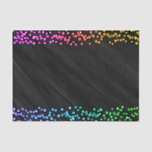 Black Rainbow Confetti Dots Fun Party Seidenpapier (Vorderseite)