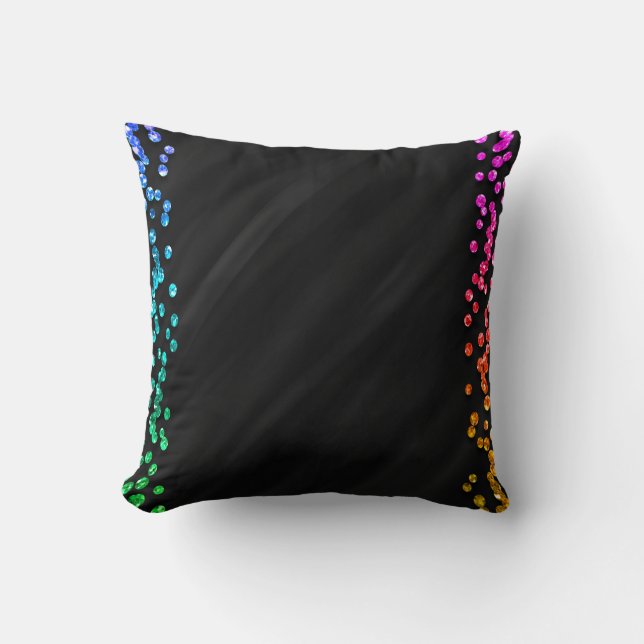 Black Rainbow Confetti Dots Kissen (Vorderseite)