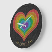 Black Rainbow Denim Jeans 6 Herznamen Maßgeschneid Große Wanduhr (Winkel)