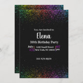 Black Rainbow Elegante Geburtstagsparty Einladung (Vorne/Hinten)