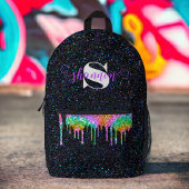 Black Rainbow Glitzer Tropfen Individuelle Name Ba Bedruckter Rucksack
