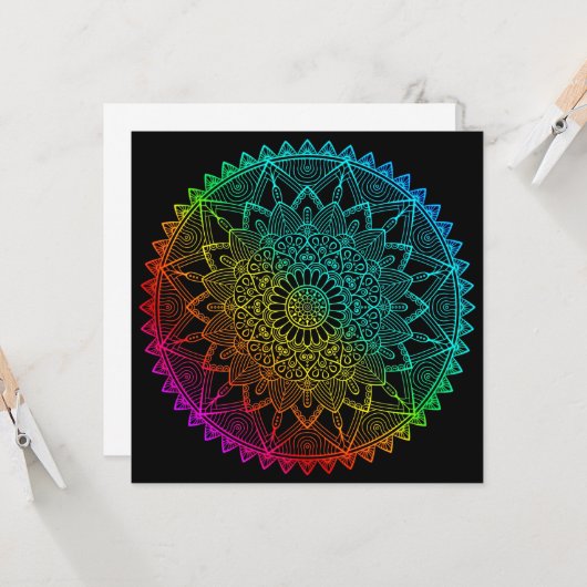 Black Rainbow Mandala Einladung (Vorderseite/Rückseite Beispiel)