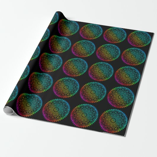 Black Rainbow Mandala Geschenkpapier (Ungerollt)