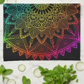 Black Rainbow Mandala Geschirrtuch (Gefaltet)
