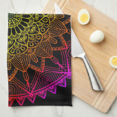 Black Rainbow Mandala Geschirrtuch (Viertel Falte)