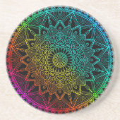 Black Rainbow Mandala Getränkeuntersetzer (Vorne)