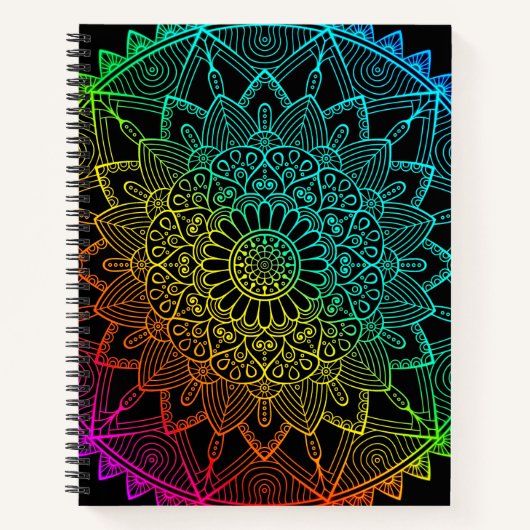 Black Rainbow Mandala Notizblock (Vorderseite)