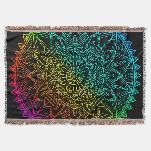 Black Rainbow Mandala Poster Decke (Vorderseite)