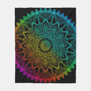 Black Rainbow Mandala Poster Fleecedecke