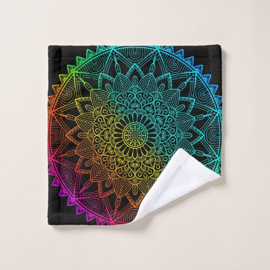 Black Rainbow Mandala Poster Waschlappen (Waschlappen)