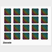 Black Rainbow Mandala Quadratischer Aufkleber (Blatt)