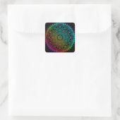 Black Rainbow Mandala Quadratischer Aufkleber (Tasche)