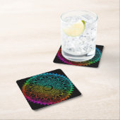 Black Rainbow Mandala Rechteckiger Pappuntersetzer (Vor Ort)