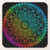 Black Rainbow Mandala Rechteckiger Pappuntersetzer (Vorderseite)