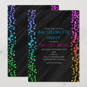 Black Rainbow Sparkle Glitzer Confetti Fun Party Einladung