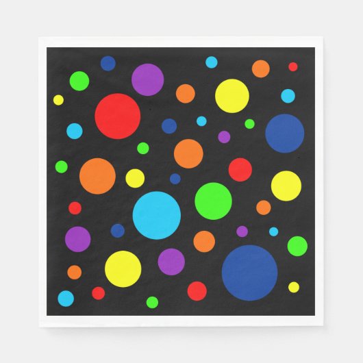 Black Rainbow Spots Paper Napkins Serviette (Vorderseite)