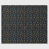 Black & Rainbow Stars Night Sky Constellations Geschenkpapier (Flach)