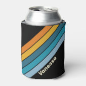 Black Rainbow Stripes with Name Dosenkühler (Kanne Vorderseite)