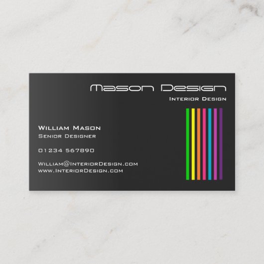 Black Rainbow Strips Business Card Visitenkarte (Vorderseite)